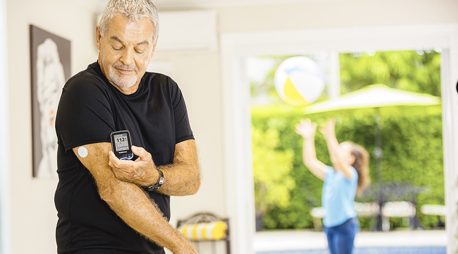 grandfather checking his cgm