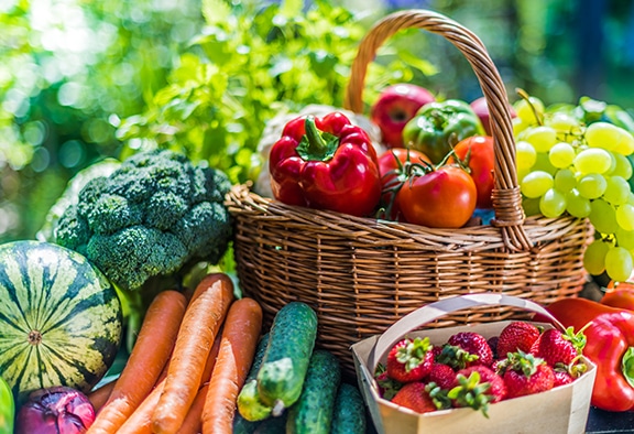 fresh fruits and veggies for diabetes health