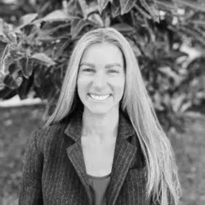 Black and white portrait of Megan Hale