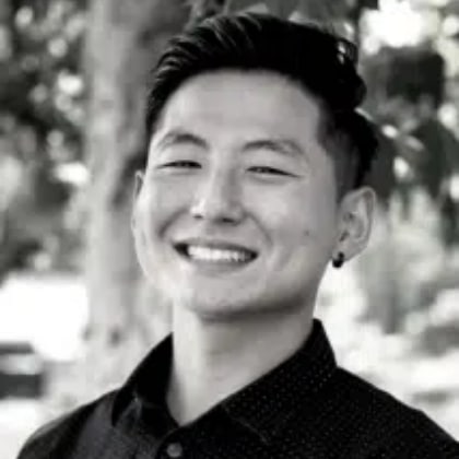 Black and white portrait of James Kim
