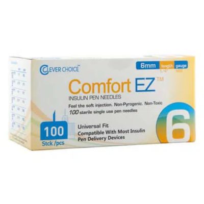 Box of 6mm Clever Choice Comfort EZ™ Insulin Pen Needles