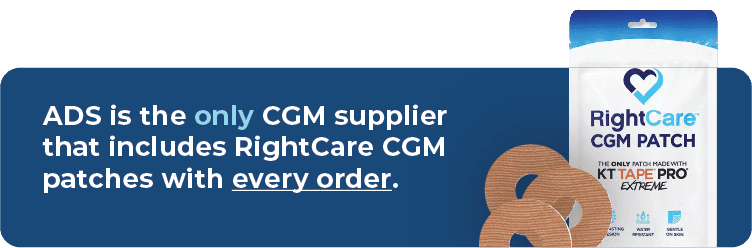 ADS is the only CGM supplier that includes RightCare CGM patches with every order