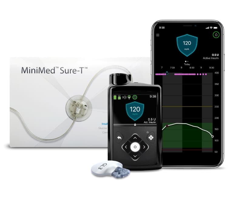 An Insulin Pumps and Supplies device category slide showing an insulin pump accessory device beside two different insulin pumps.